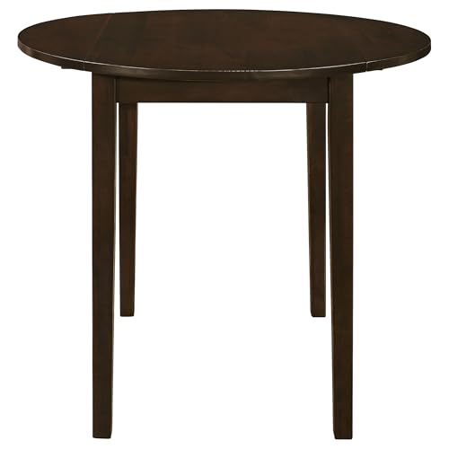 Coaster Home Furnishings 3-Piece Round Wood Dining Room Set Drop Leaf Extension Table Ladder Back Side Chairs Upholstered Seat Cushions Cappuccino and Tan 130005