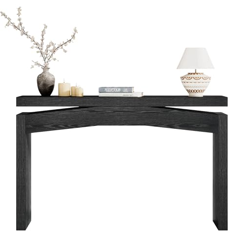 Celaform Console Table for Entryway, 47.2 Inch Long Sofa Table Behind Couch, Farmhouse Wood Style Accent Foyer Entrance Tables for Living Room, Hallway, Easy Assembly (Black) - color: Black