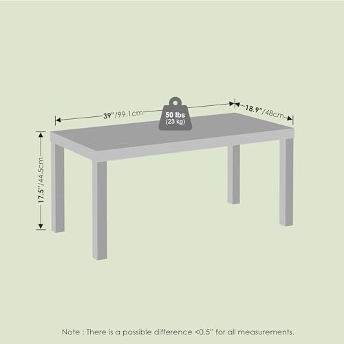 Bayan Coffee Table, Square Side Table or Small Spaces, Living Room, White - color: White, size: 18.9 (D) x 39 (W) x 17.5 (H) inches