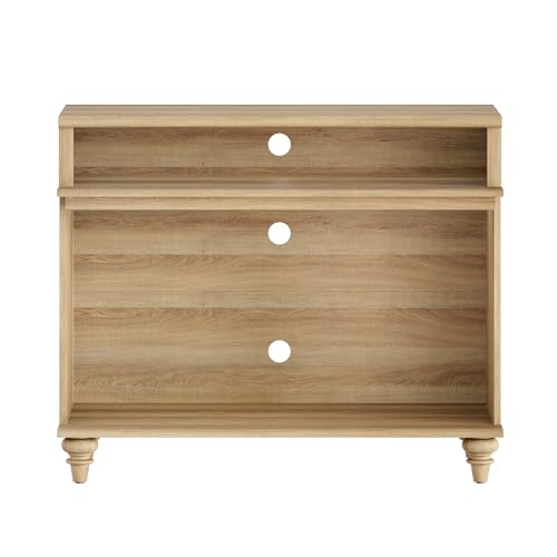 WAMPAT TV Stand for 43 Inch TV, Small Media Console Table Storage Cabinet for Living Room, Wood End Table with Storage Shelf, Oak