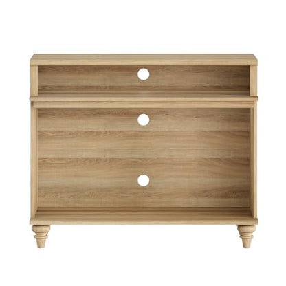 WAMPAT TV Stand for 43 Inch TV, Small Media Console Table Storage Cabinet for Living Room, Wood End Table with Storage Shelf, Oak