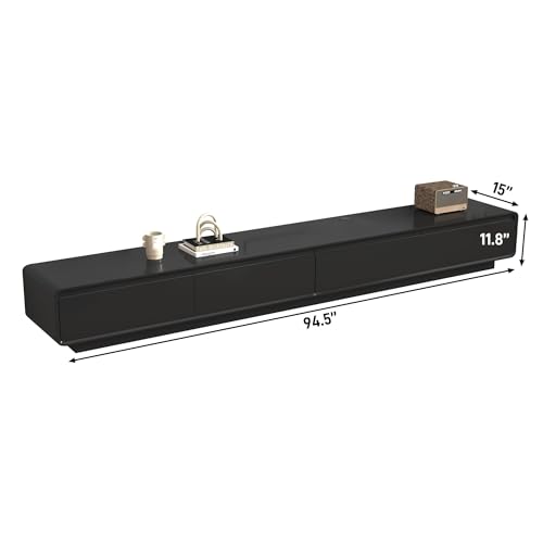 chartustriable 94.5" Minimalist Floating TV Stand for TVs up to 100 Inches, Modern Wall Mounted Media Console with 2 Drawers, Entertainment Center for Living Room, Black - color: Black, size: 94.5 Inch