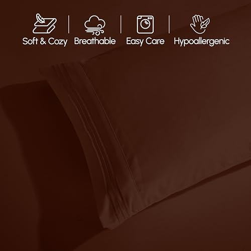 Elegant Comfort Luxury Soft 1500 Thread Count Egyptian Quality 3-Piece Sheet Wrinkle and Fade Resistant Bedding Set, Deep Pocket up to 16inch Twin/Twin XL Chocolate Brown - color: Chocolate Brown, size: Twin/Twin XL