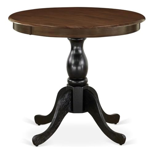 East West Furniture AST-WBK-TP Antique Dining Room Table - a Round kitchen Table Top with Pedestal Base, 36x36 Inch, Multi-Color
