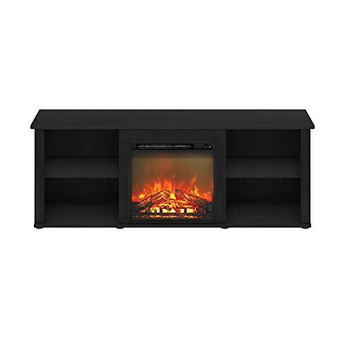 Furinno Classic 60 Inch TV Stand with Fireplace, Americano - color: Americano, size: 60-Inch