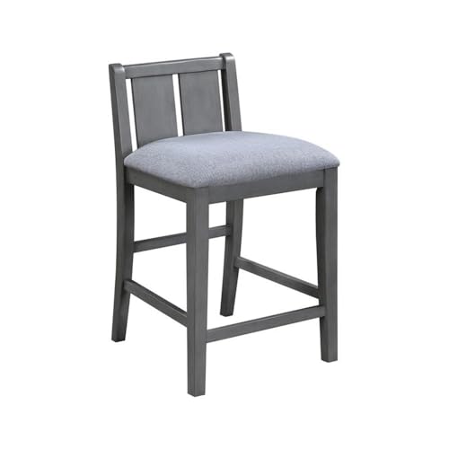 Lilola Home Graham 3-Piece Gray Finish Small Space Counter Height Dining Set with USB Charging Ports, Storage Shelves, and 2 Upholstered Chairs — Space-Saving Table & Chair Set for Apartments - color: Grey