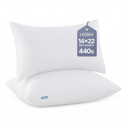 Leeden 14x22 Pillow Inserts Pack of 2, Fluffy Lumbar Throw Pillow Inserts, Soft Rectangle Decorative Throw Pillows for Sofa Bed White Pillows - size: 14x22 Inch