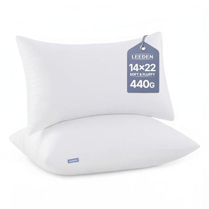 Leeden 14x22 Pillow Inserts Pack of 2, Fluffy Lumbar Throw Pillow Inserts, Soft Rectangle Decorative Throw Pillows for Sofa Bed White Pillows - size: 14x22 Inch