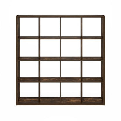 Furinno Cubicle 16-Cube Book Shelf, Extra Thick Frame Bookshelf, Amber Pine | 14.6" x 58" x 58", Reversible Bookcase with Open Back, for Living Room, Bedroom, Home Office - color: Amber Pine, size: 16-Cube