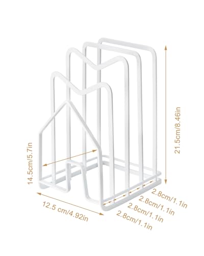 SUNFICON Cutting Board Rack Chopping Board Organizer Pot Pan Lids Holder Thin Bakeware Baking Tray Drying Display Stand Kitchen Countertop Cupboards Cabinet Office Sturdy Metal 4.92x5.7x8.47 in.White - color: 1 Pack White