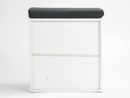 2 Tier Small Shoe Storage Bench White US-FHXD01W | hold up to 4 pairs of shoes, with Adjustable Middle Shelf, Padded Seat Cushion,cut-out handle - color: White