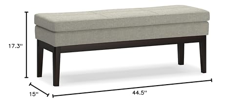 SIMPLIHOME Carlson Ottoman Bench - 45 inch Wide Upholstered Vegan Leather Rectangle Ottoman in Greige, Mid Century Modern Bench for Bedroom, Entryway or Living Room with Padded Seat - color: Greige, style: Ottoman Bench