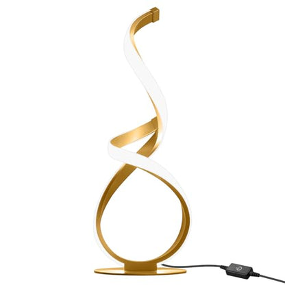 Unique Bedside Table Lamp, LED Touch Dimmable Spiral Desk Light | 3 Color Temperature Modern Nightstand Light, Side Light for Living Room, Bedroom, Gold - style: S-Shape-Gold