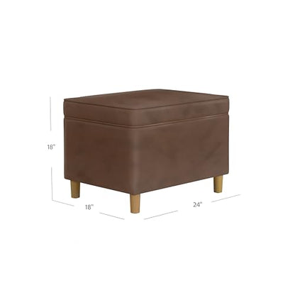 HomePop 24" Dinah Collection Storage Ottoman - Brown Faux Leather - color: Brown Faux Leather