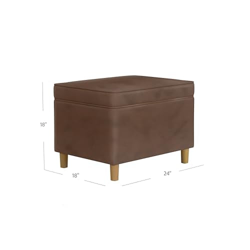 Spatial Order 24" Dinah Collection Storage Ottoman - Brown Faux Leather - color: Brown Faux Leather