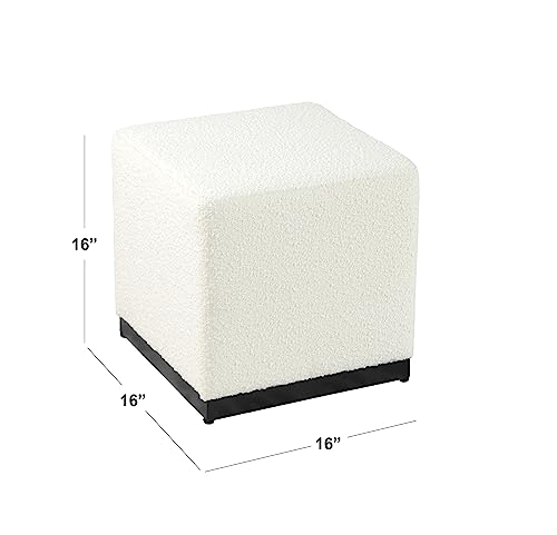 HomePop 16" Cube Ottoman - Cream Boucle - color: Cream Boucle