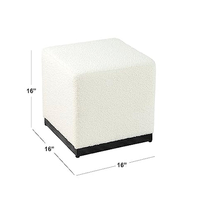 HomePop 16" Cube Ottoman - Cream Boucle - color: Cream Boucle