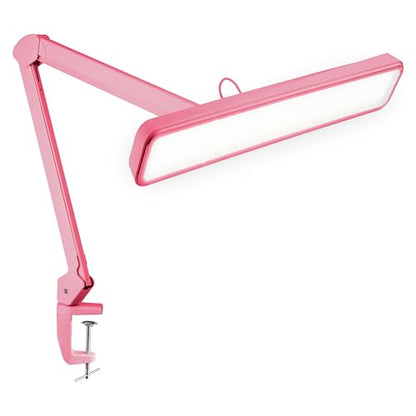 Neatfi XL 2,500 Lumens 30W LED Task Lamp for Manicure Table, Crafts, Workbench, Office – 22” Wide Shade Desk Light | Eye-Caring 6500K | 4-Level Brightness (Pink, Non-CCT with Clamp) - color: Pink