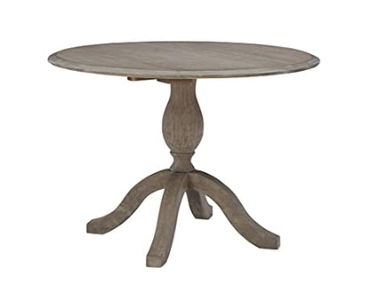 Linon Home Decor Mauro Antique Rustic Brown Drop Leaf Small Dining Table with Pedestal Base - color: Antique Rustic Brown