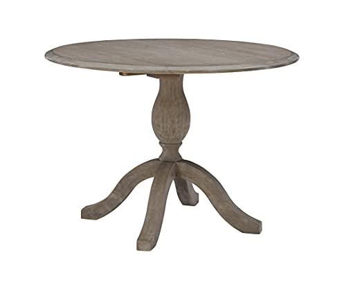Linon Home Decor Mauro Antique Rustic Brown Drop Leaf Small Dining Table with Pedestal Base - color: Antique Rustic Brown