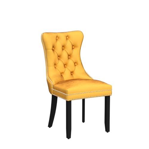 Virabit Velvet Dining Chairs Set of 4, Tufted Upholstered Dining Chairs with Nailhead Back and Ring Pull Trim, Solid Wood Dining Chairs for Kitchen/Bedroom/Dining Room (Gold) - color: Gold, size: set of 4
