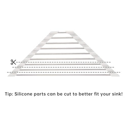 Tomorotec Triangle Roll-Up Dish Drying Rack Sink Corner Small Foldable Stainless Steel Over The Sink Multipurpose Kitchen Drainer Caddy Organizer Storage Shelf Holder (Coconut Milk White) | BPA-Free Food-Grade Silicone Edges Foldable Waterproof Rustproof
