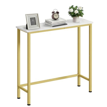 Narrow Console Table, 29.5" Small Entryway Table, Thin Hallway Tables, Slim Sofa Side Tables for Hallway, Living Room, Bedroom, Foyer, Marbleized White - color: Marbleized White