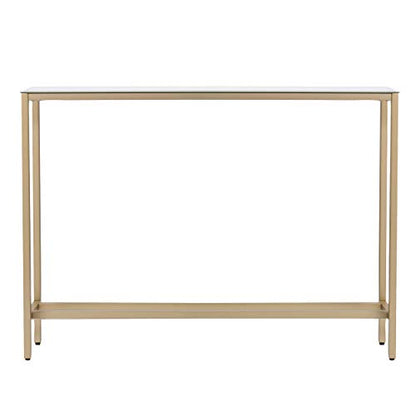 SEI Furniture Darrin Narrow Mini Console Table With Mirrored Top, Transitional Style With Glam Touch Powder-Coated Iron, Gold - size: 36"