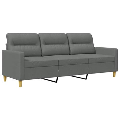 3-Seater Sofa Dark Gray FabricCouch with Metal Frame and Foam Cushions, Rectangular Mid-Century Modern Settee Furniture for Living Room and Office Seating - size: 3-Seater