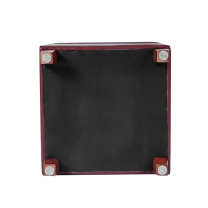 HomePop 18" Leatherette Tufted Square Storage Ottoman - Red - color: Red