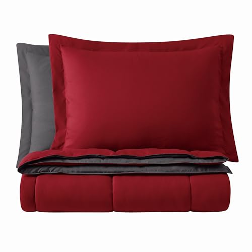 TRULY SOFT Everyday Reversible Red/Dark Grey Full/Queen 3 Piece Comforter Set - color: Red/Dark Grey, size: Queen