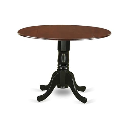East West Furniture DLT-MBK-TP Dublin Dining Room Table - a Round kitchen Table Top with Dropleaf & Pedestal Base, 42x42 Inch, Mahogany & Black - color: Mahogany & Black