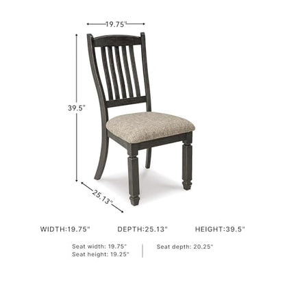 Signature Design by Ashley Tyler Creek Upholstered Dining Chairs, Set of 2 | Supportive slat-back solid and engineered wood frame, Grayish-brown cushioned seat, Reliable 250-lb capacity for daily use - color: Black