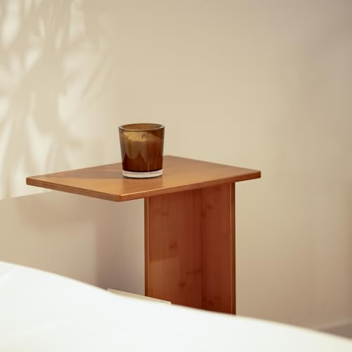 RECCI Solid Bamboo C-Shaped End Table Set of 2 for Couch and Sofa, Sustainable Mid-Century Modern Wood Side Table for Living Room or Bedroom, Easy Assembly C Table Nightstand (Walnut) - color: Walnut