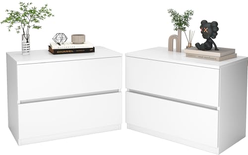 furtble 2 Drawer Dresser, Small Dressers for Closet, Wood Storage Cabinet for Hallway Bedroom Entryway, Nightstand Sofa Beside Table Drawer Chest, 23.6 in, White - color: White, size: 2 Pack