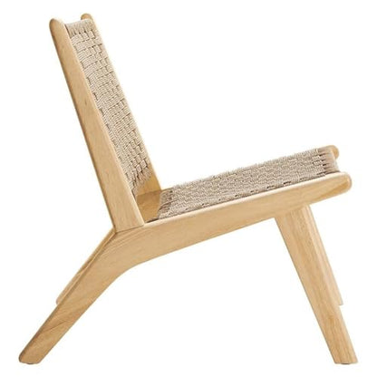 Modway Saoirse Woven Rope Wood Accent Lounge Chair in Natural Natural - color: Natural Natural