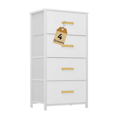 DWVO Dresser with 4 Drawers - Fabric Storage Tower | Organizer Unit for Bedroom, Living Room, Hallway, Closets - color: White, style: 4-Drawer