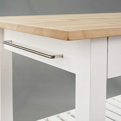 Casual Home Solid Wood Kitchen Island, Natural Maple Top, White Base (New) 40*20*36.5inch - color: Natural Maple Top, White Base (New)
