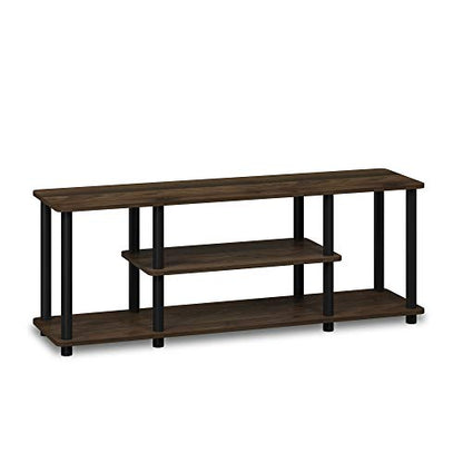 Furinno Turn-N-Tube No Tools 3D 3-Tier Entertainment TV Stand up to 50 inch TV, Round Tubes, Columbia Walnut/Black | for TV up to 50 Inch, Open Frame Rectangular Entertainment Center with Storage Shelf, TV Console, for Living Room, Bedroom - color: Columb