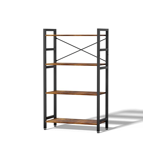 4 Tier Bookshelf,Storage Shelf with Steel Frame,Free Standing Open Book Shelves Storage Display Shelf - size: 4 Tier