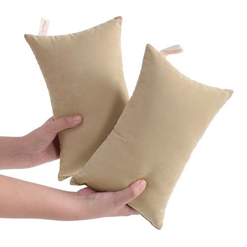 NTBAY Tiny Pillows, Set of 2, 7"x11", Light Taupe | Mini Microfiber Pillows with Down-Alternative Fill, 2 Pack 7 x 11 Inch Pillows for Small Cases, Travel, Crafts, and Decor - color: Light Taupe, size: 11"x7"
