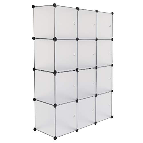 13.8 Inchs Cube Storage Organizer, Storage Cubes Shelves Bookshelf,Portable Closet Storage Shelves for Kids, Closet, Bedroom, Bathroom, Office White (12-Cube)