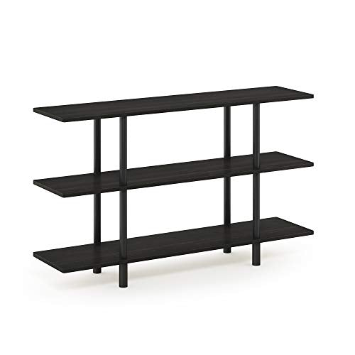 Furinno Turn-N-Tube 3-Tier Wide Display Shelf, Espresso/Black | Wide Accent Display Shelf, Open Shelves, Round Tubes, for Organization and Storage, Living Room, Garage, Home Office - color: Espresso/Black, style: 3-Tiers