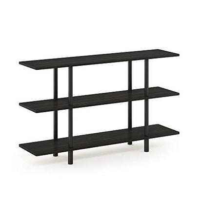 Furinno Turn-N-Tube 3-Tier Wide Display Shelf, Espresso/Black | Wide Accent Display Shelf, Open Shelves, Round Tubes, for Organization and Storage, Living Room, Garage, Home Office - color: Espresso/Black, style: 3-Tiers