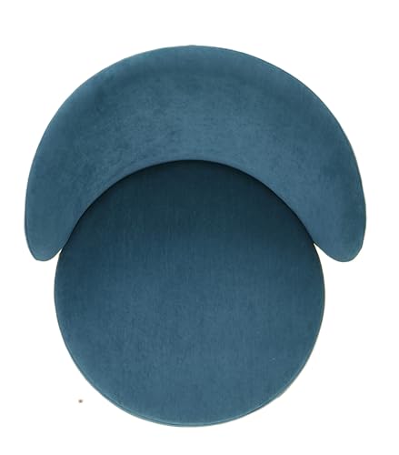 GDFStudio 27" Modern Accent Chair, Comfy Lounge Chair, Velvet Upholstered Chair, Mid Century Modern Armchair with Metal Legs, Solid Wood Frame, Cushion Barrel Side Chair for Living Room Bedroom, Blue - color: Blue + Velvet