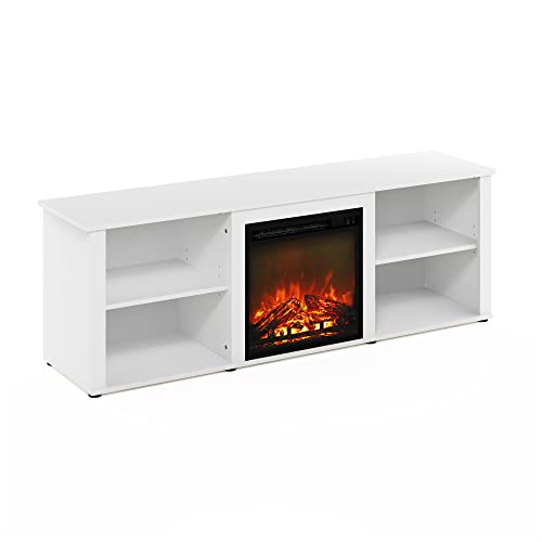 Furinno Classic 70 Inch TV Stand with Fireplace, Solid White - color: Solid White, size: 70-Inch Classic