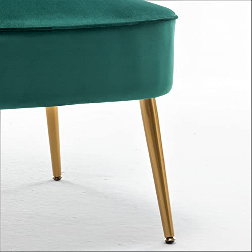 Container Furniture Direct Modern Velvet Accent Chair for Living Room, Bedroom, or Entryway, Stylish and Comfortable Armless Design with Metal Legs, Green - color: Green