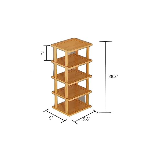 5-Tier Bamboo Narrow Shoe Rack | Stackable 5-tier bamboo shoe rack,minimalist and sturdy.Fits narrow entryway, garage,corner,bedroom,hallway. Space-saving.