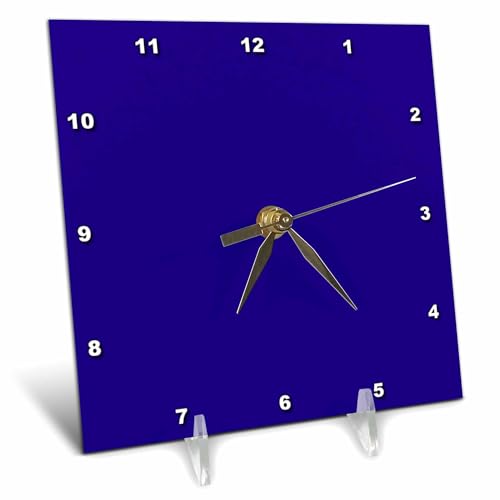3dRose Plain Navy Blue - Solid Midnight Color - Minimal - Minimalistic Modern Contemporary - Simple Dark 6x6 Desk Clock