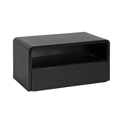 Kate and Laurel Kato Modern Wood Floating Side Table with Drawer, 18 x 10 x 9, Black, Contemporary Wooden Floating Nightstand for Bedroom Bedside Table - color: Black